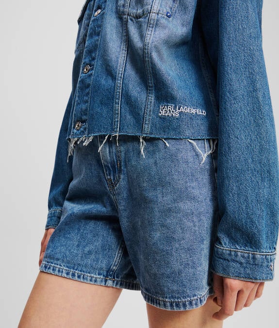KARL LAGERFELD Giubbotto donna jeans con frange