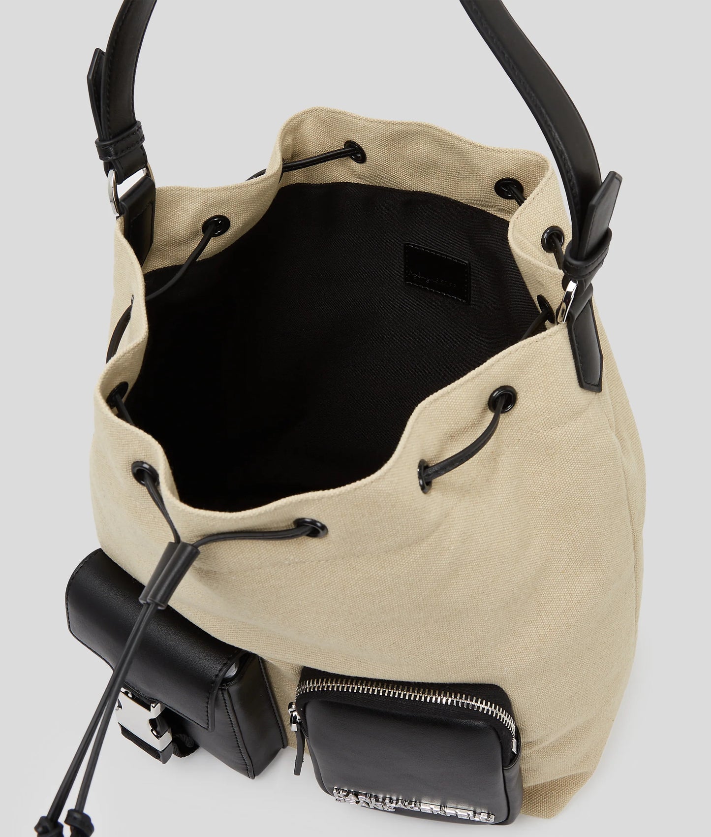 KARL LAGERFELD JEANS borsa a secchiello sacca a spalla in canvas utility