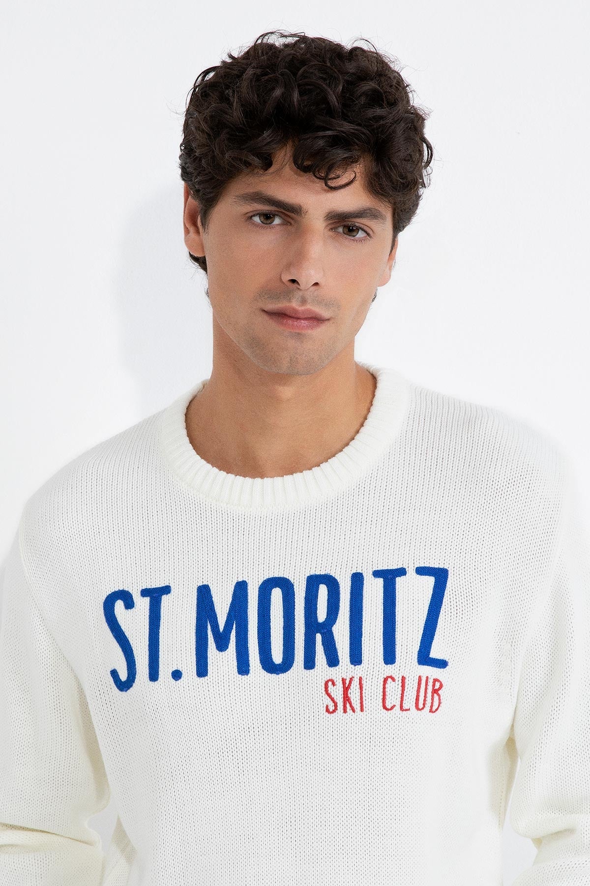 SUPERCULTURE Maglia girocollo con ricamo ST. MORITZ SKI CLUB