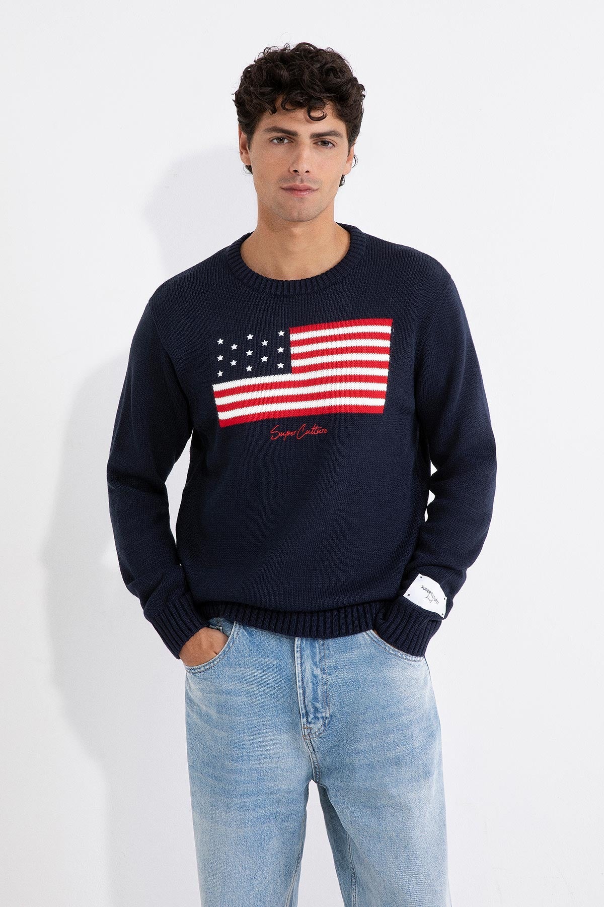 SUPERCULTURE Maglia girocollo con bandiera USA