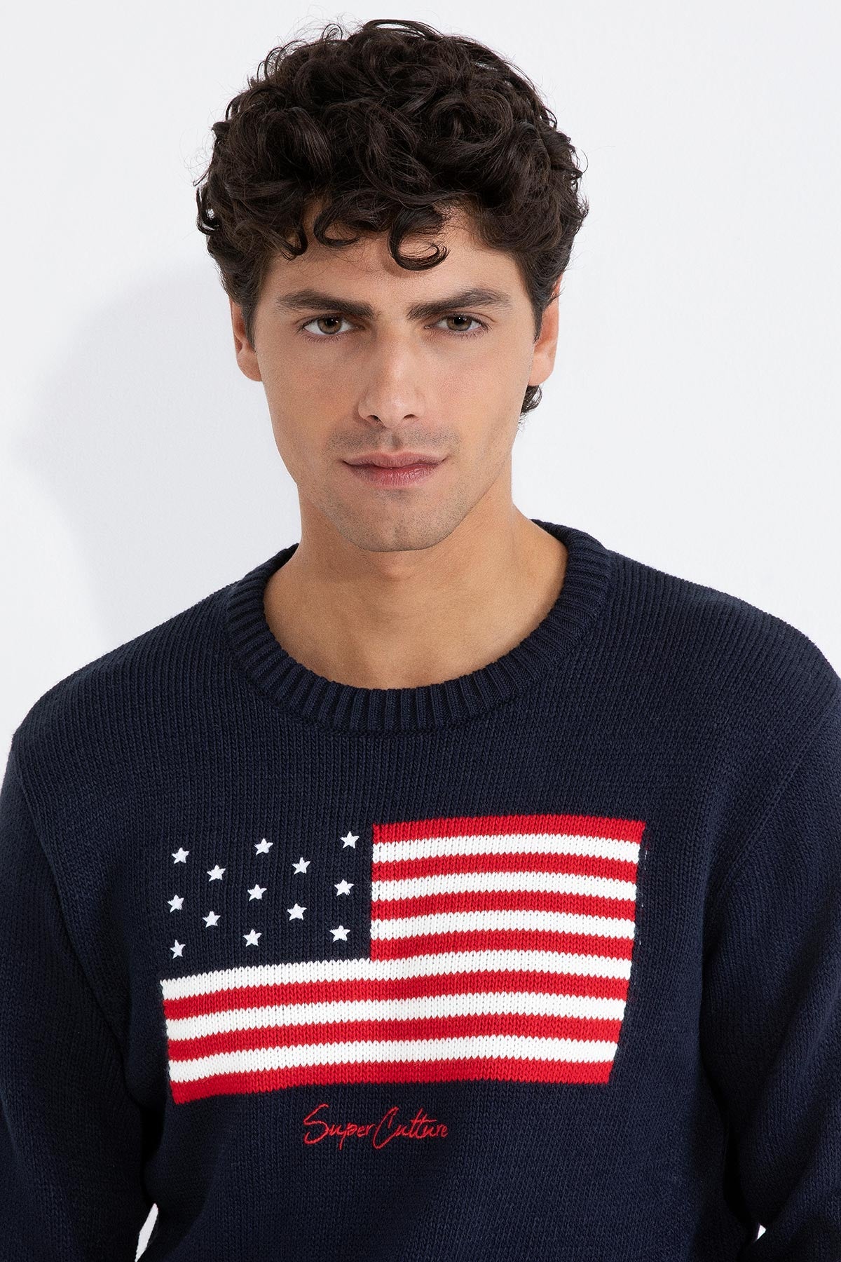 SUPERCULTURE Maglia girocollo con bandiera USA