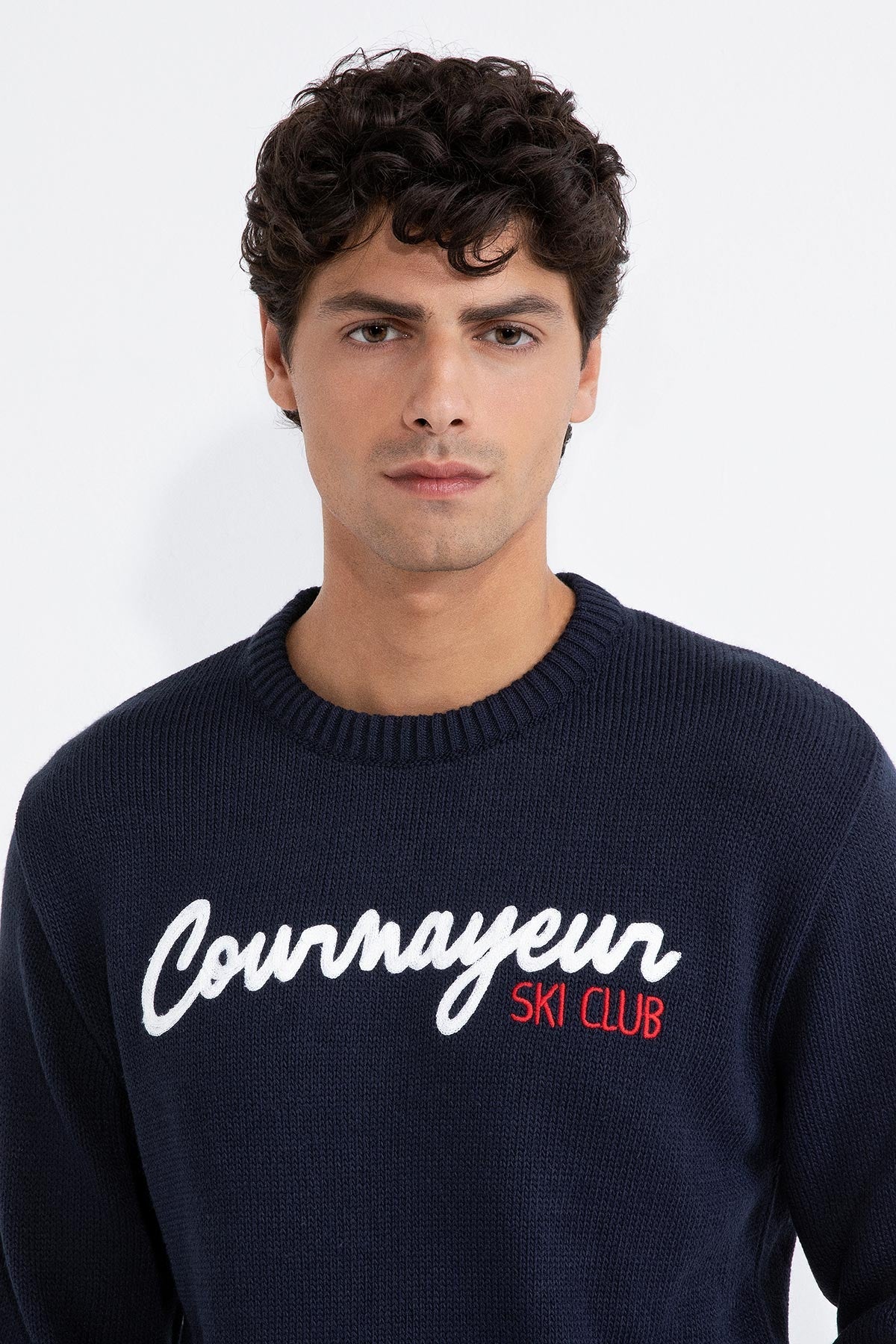 SUPERCULTURE Maglia girocollo con ricamo COURMAYEUR SKI CLUB