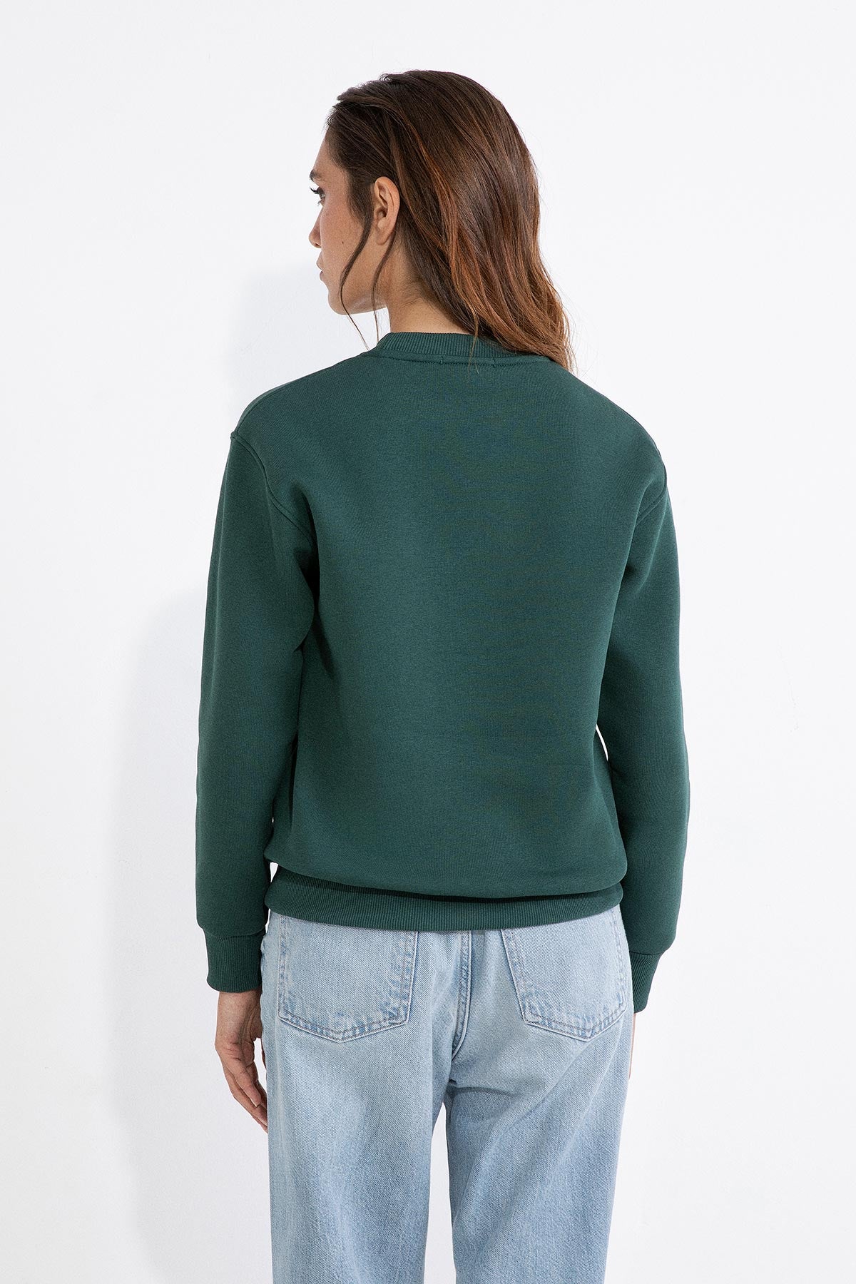 SUPERCULTURE Felpa girocollo invernale con micropile interno TEDDY VERDE