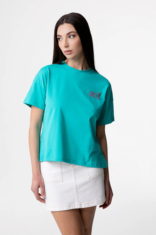 SUPERCULTURE CLOTHING T-Shirt girocollo con ricamo TONICA COME IL GIN