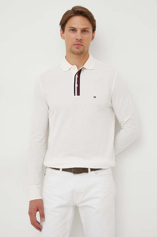 TOMMY HILFIGER Polo manche lunghe uomo con colletto e polsini a nido d'ape REGULAR FIT