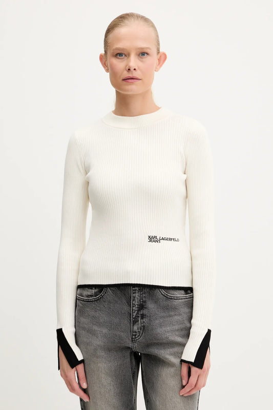 KARL LAGERFELD JEANS Maglia a costine con contrasti di colore