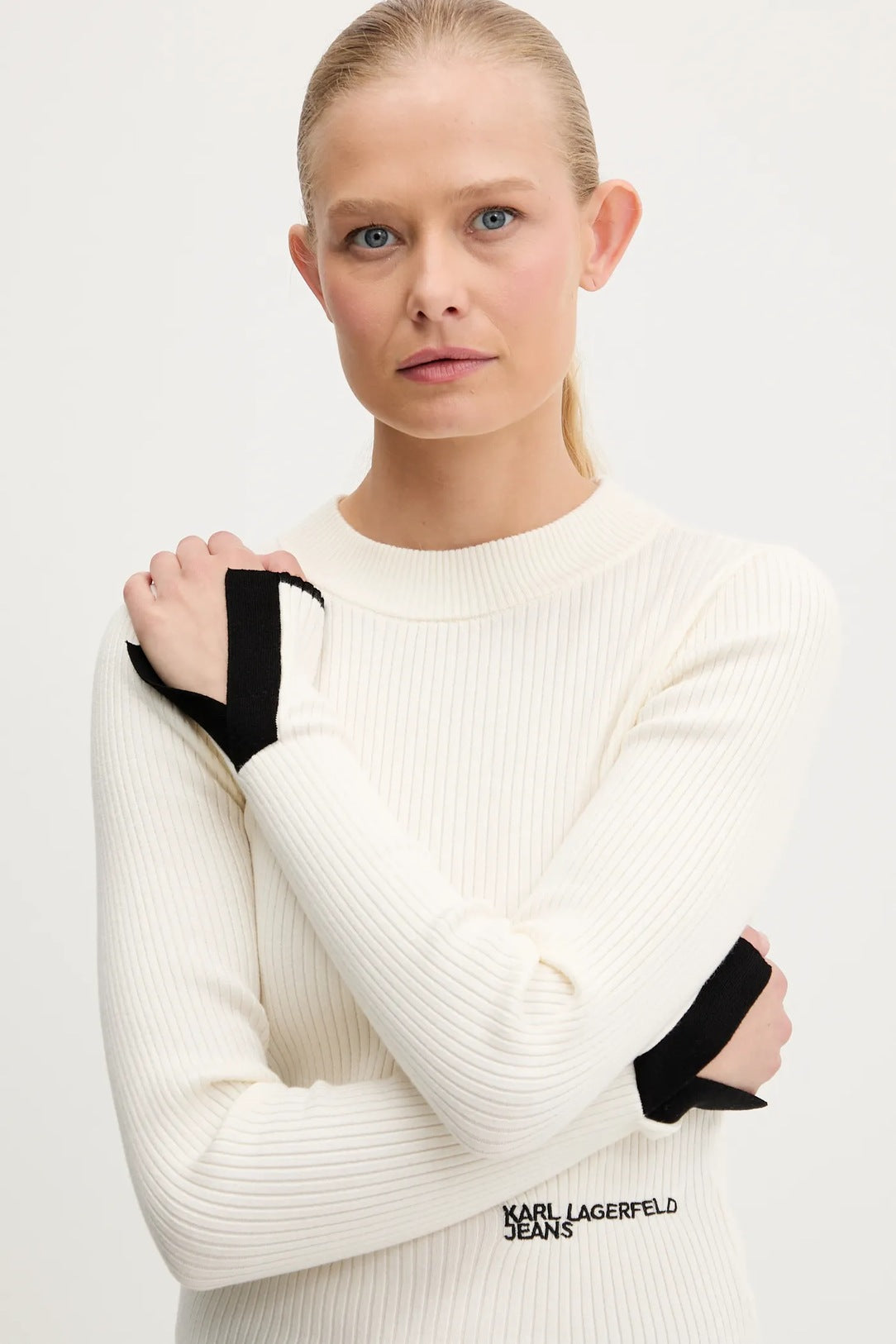 KARL LAGERFELD JEANS Maglia a costine con contrasti di colore