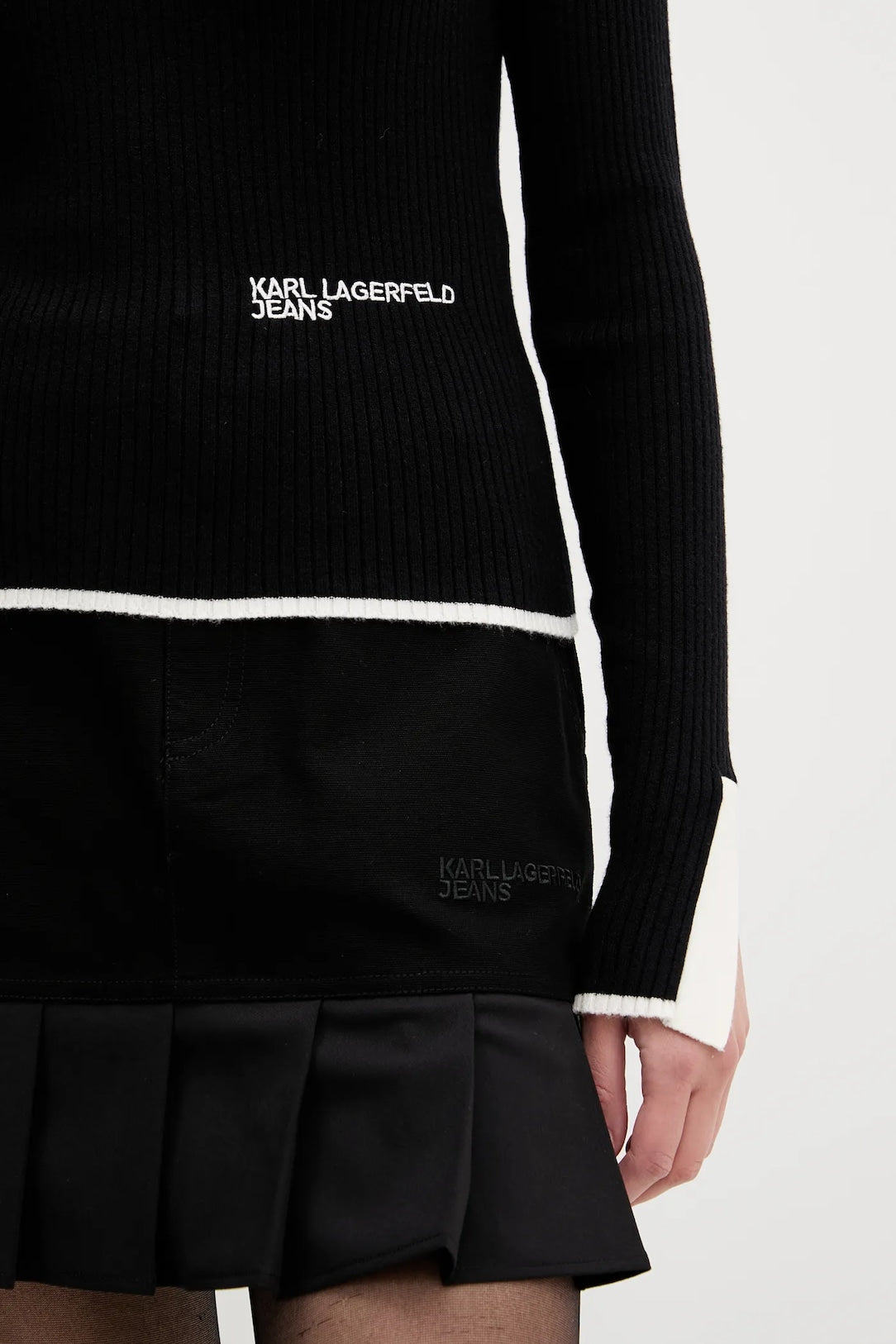 KARL LAGERFELD JEANS Maglia a costine con contrasti di colore