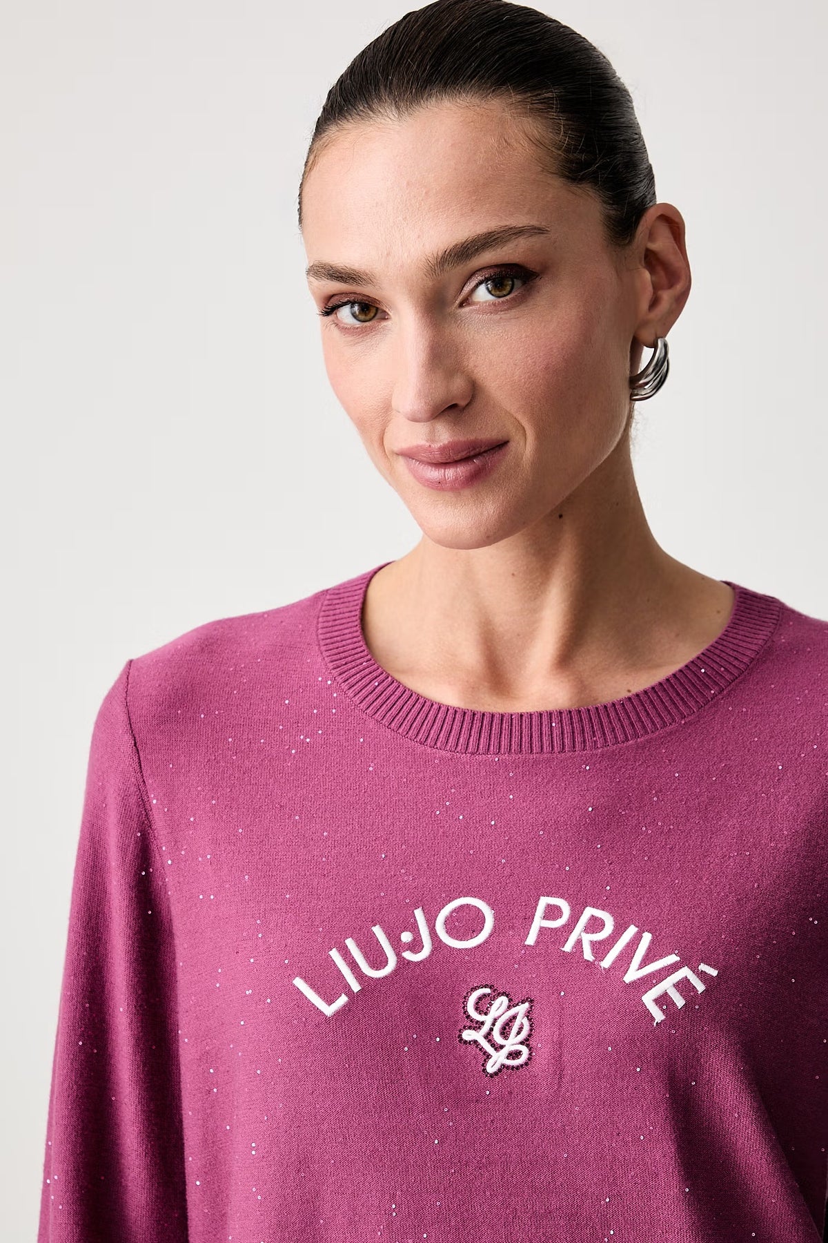 LIU JO Maglia girocollo in viscosa con micropaillettes