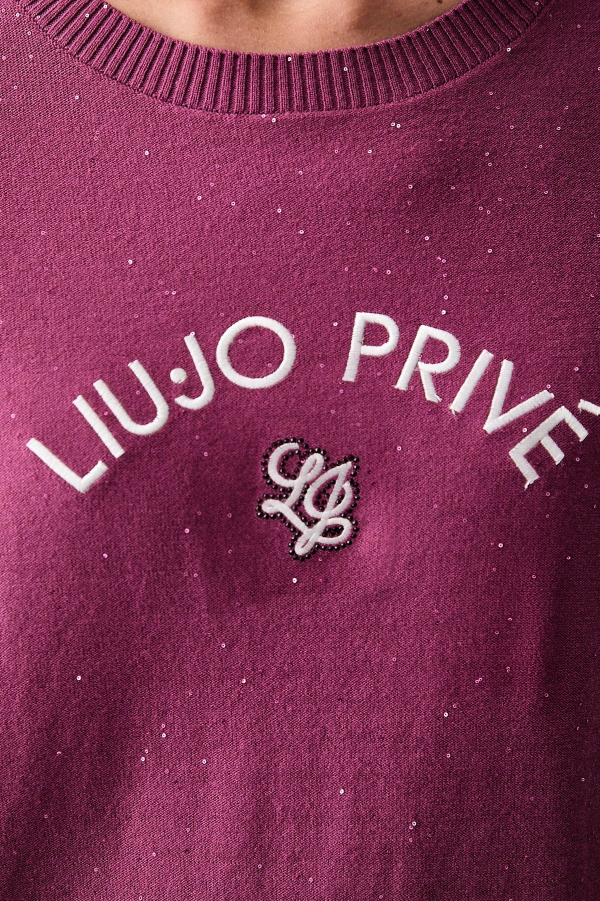 LIU JO Maglia girocollo in viscosa con micropaillettes