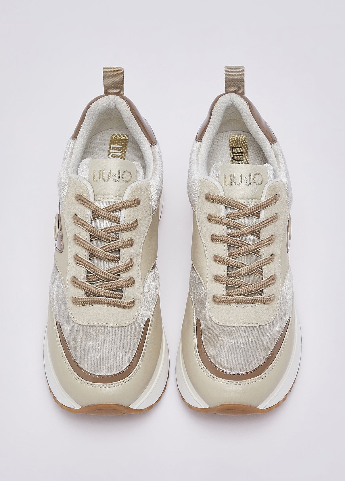 LIU JO Scarpe sneakers suola alta con dettagli in velluto glossy MAXI WONDER97