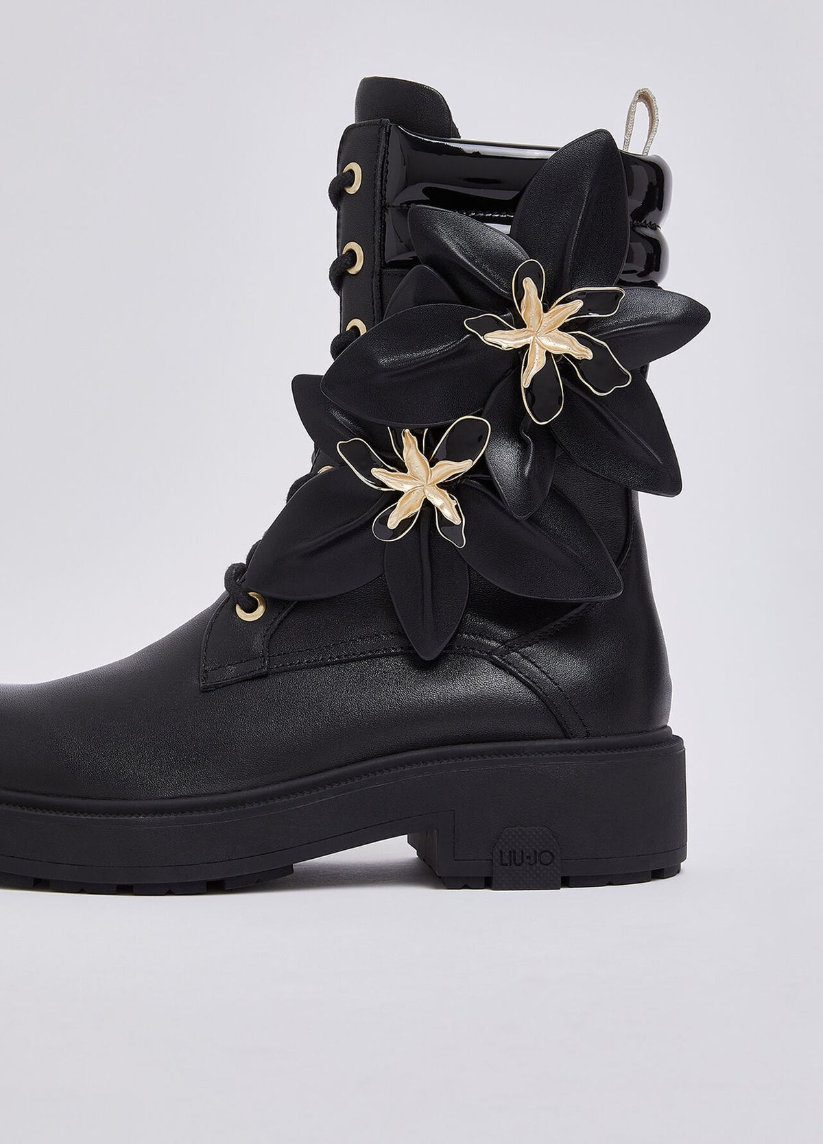 LIU JO Anfibi in pelle con maxifiore sul gambale DUBLIN13