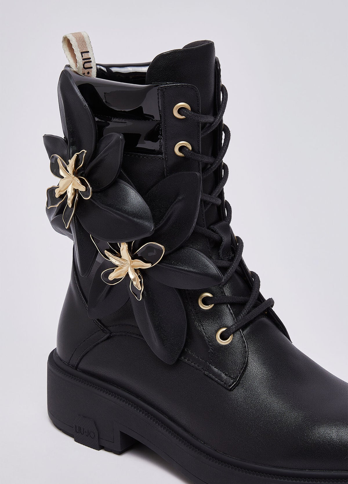 LIU JO Anfibi in pelle con maxifiore sul gambale DUBLIN13