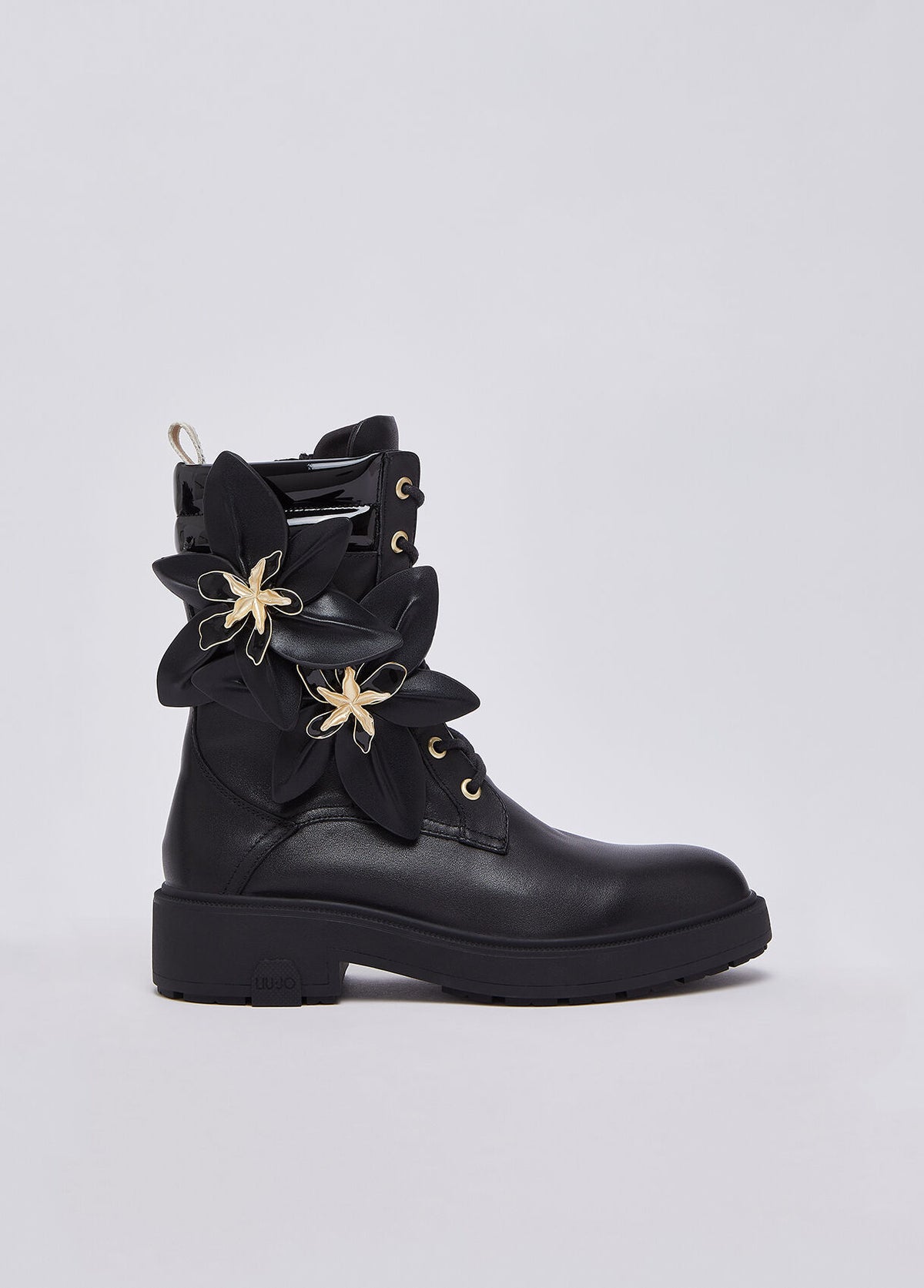 LIU JO Anfibi in pelle con maxifiore sul gambale DUBLIN13
