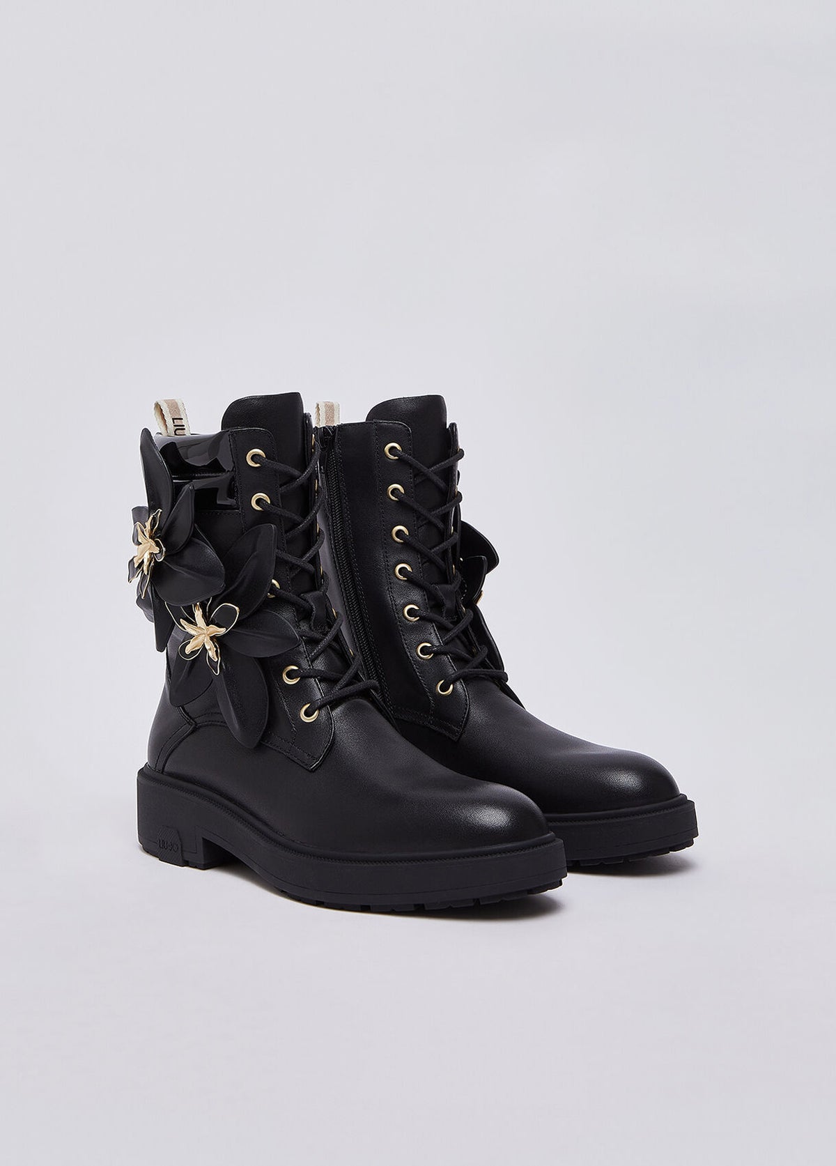LIU JO Anfibi in pelle con maxifiore sul gambale DUBLIN13
