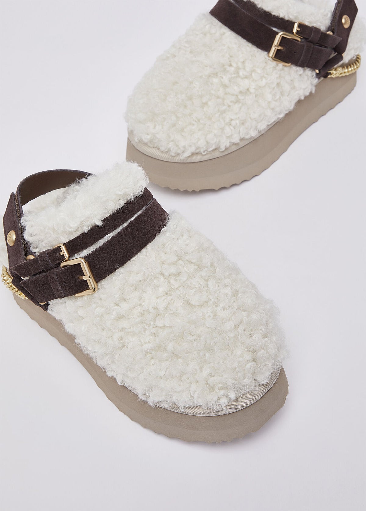 LIU JO Scarpe sabot invernali in tessuto teddy JANE 17