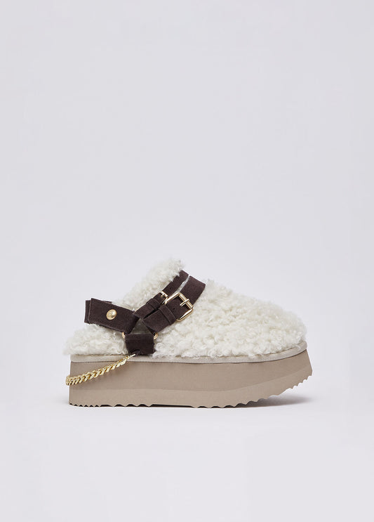 LIU JO Scarpe sabot invernali in tessuto teddy JANE 17