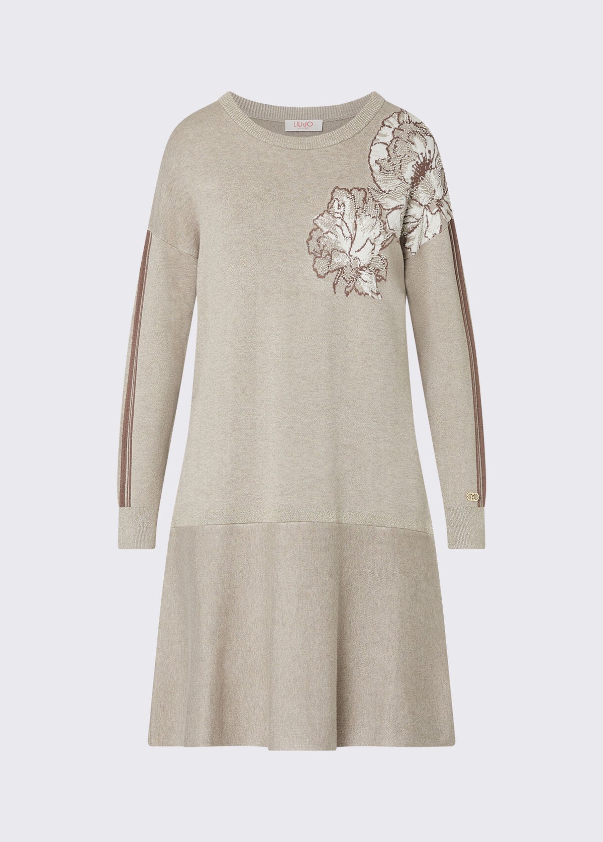 LIU JO Vestito in maglia jacquard con decorazione floreale sulla spalla