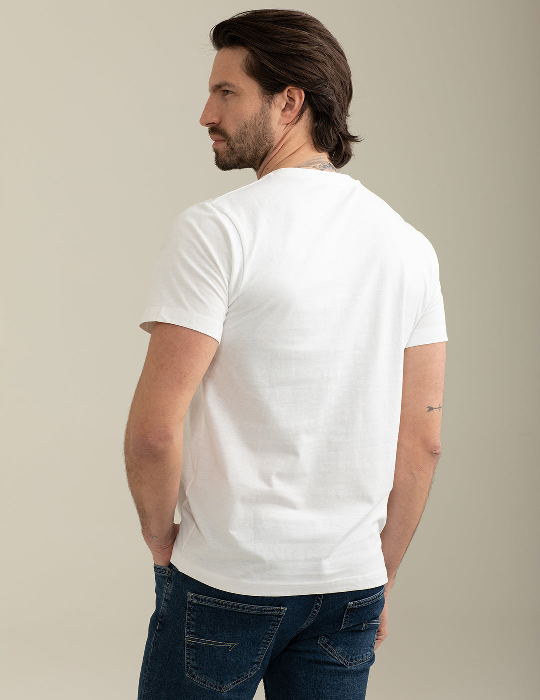 FRED MELLO T-shirt girocollo bianca con stampa frontale moto