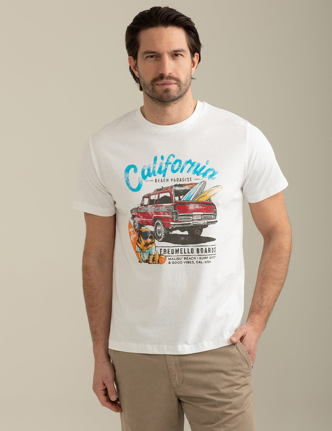 FRED MELLO T-Shirt girocollo con stampa frontale California