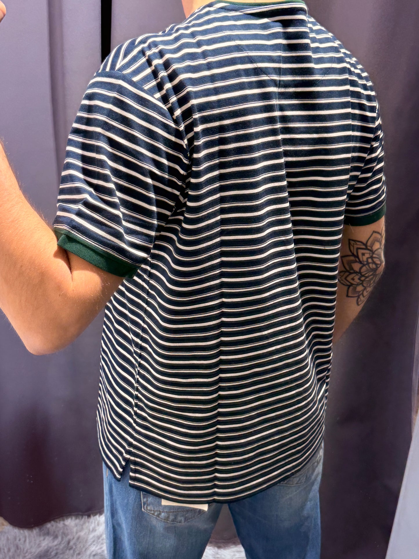 LIU JO T-Shirt girocollo rigata blu e bianco in piqué