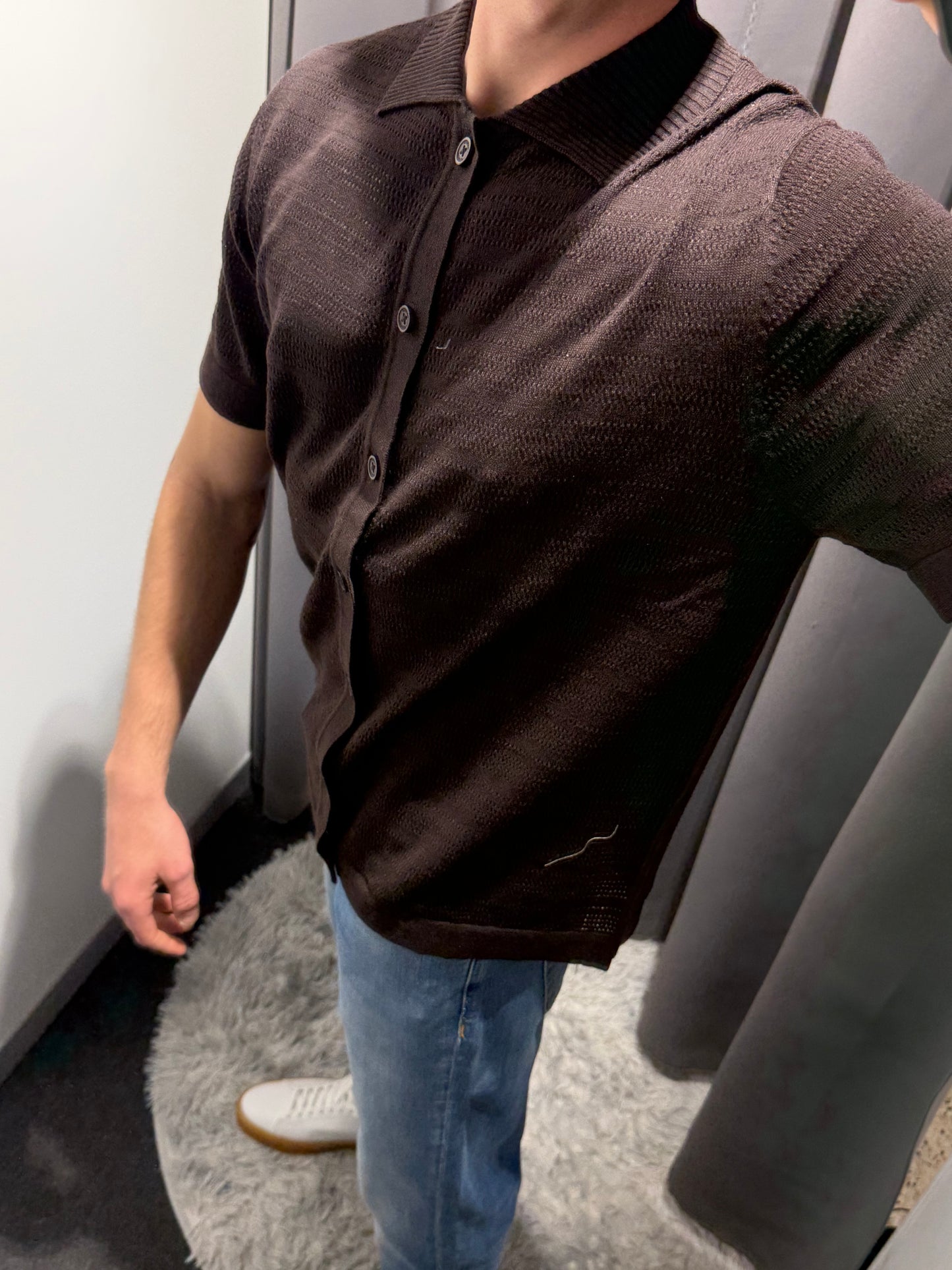 MARKUP Camicia strutturata in filo di cotone marrone