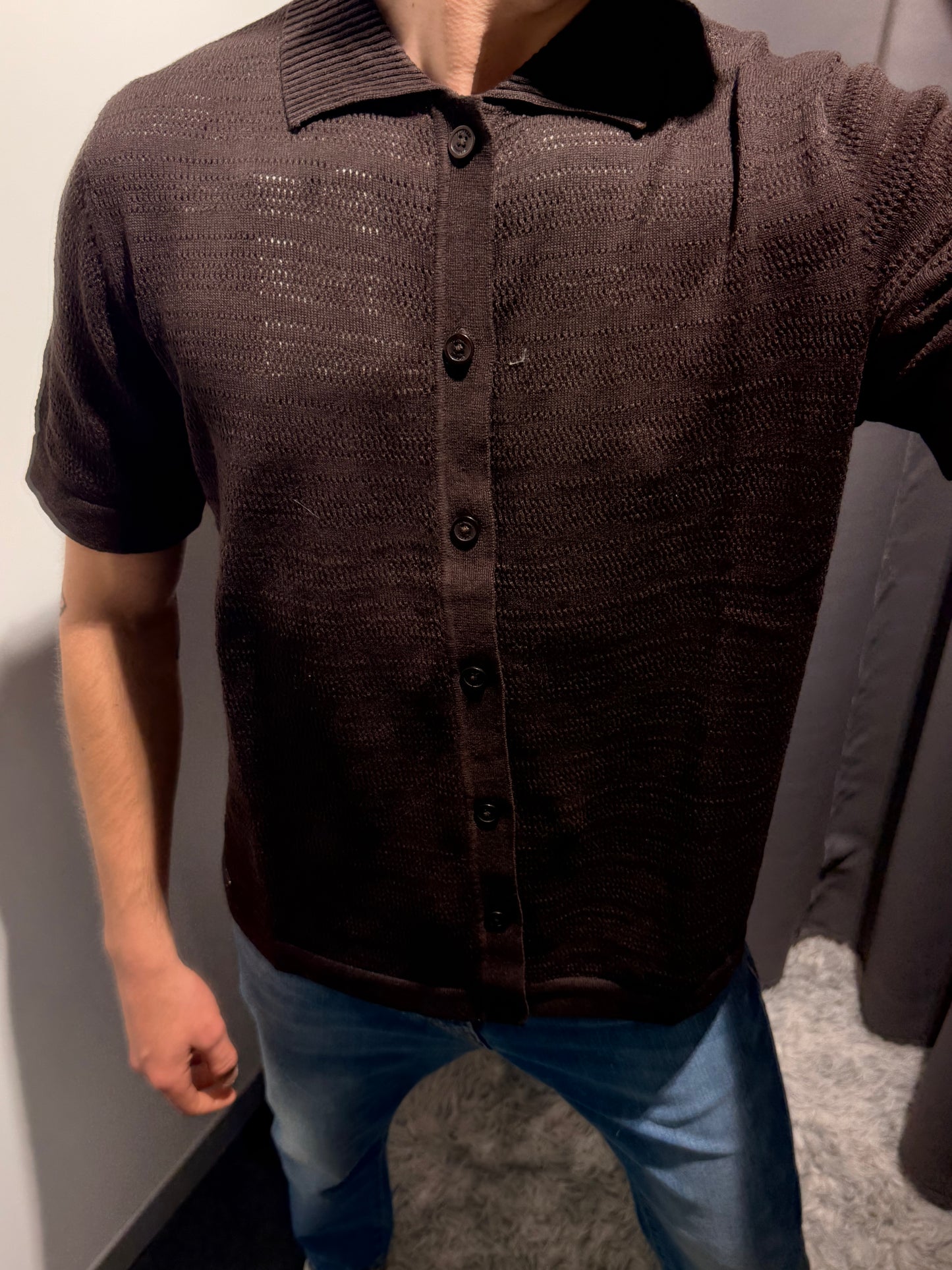 MARKUP Camicia strutturata in filo di cotone marrone