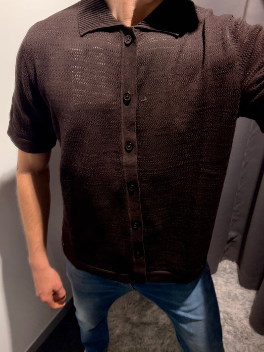 MARKUP Camicia strutturata in filo di cotone marrone