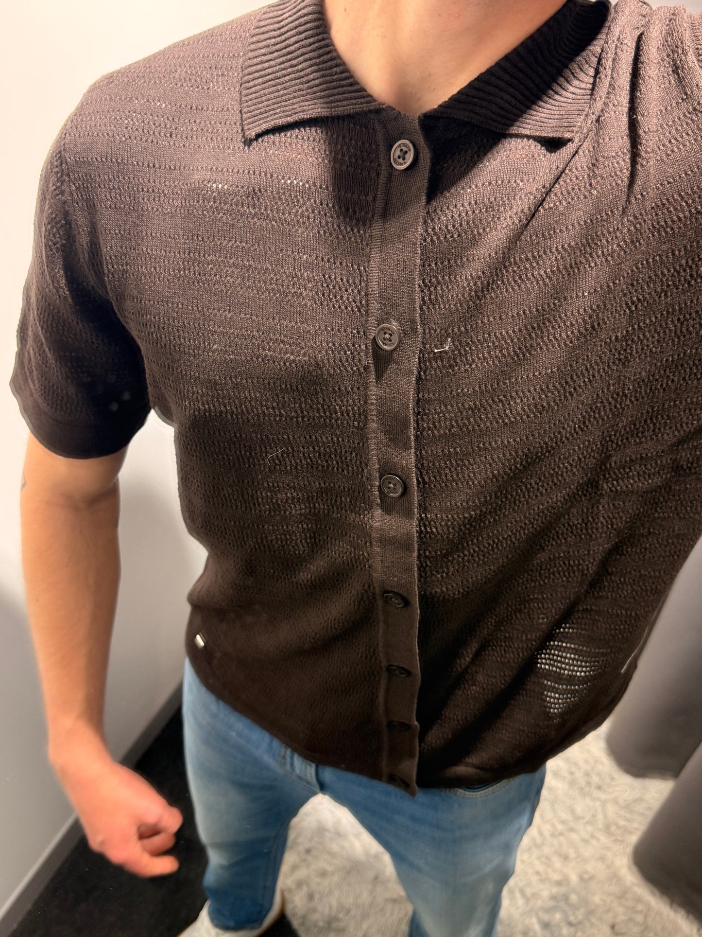 MARKUP Camicia strutturata in filo di cotone marrone