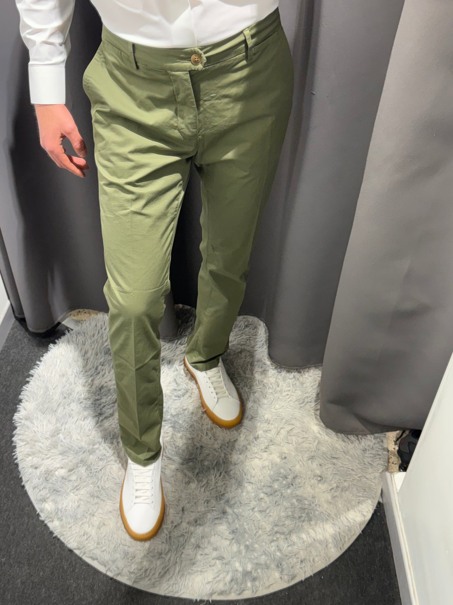 TELERIA ZED Pantaloni in gabardina di cotone leggero gamba slim tasca america