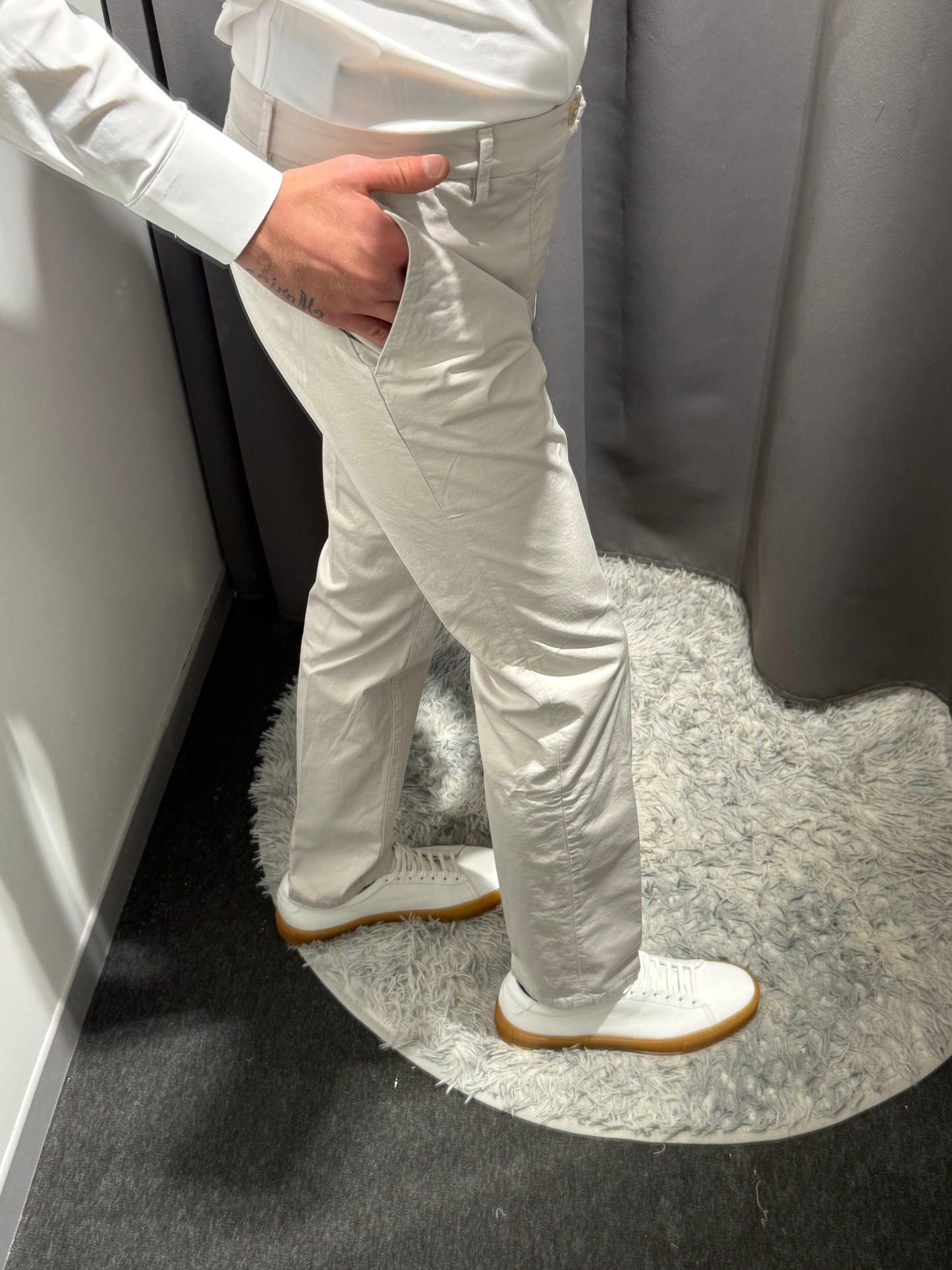 TELERIA ZED Pantaloni in gabardina di cotone leggero gamba slim tasca america