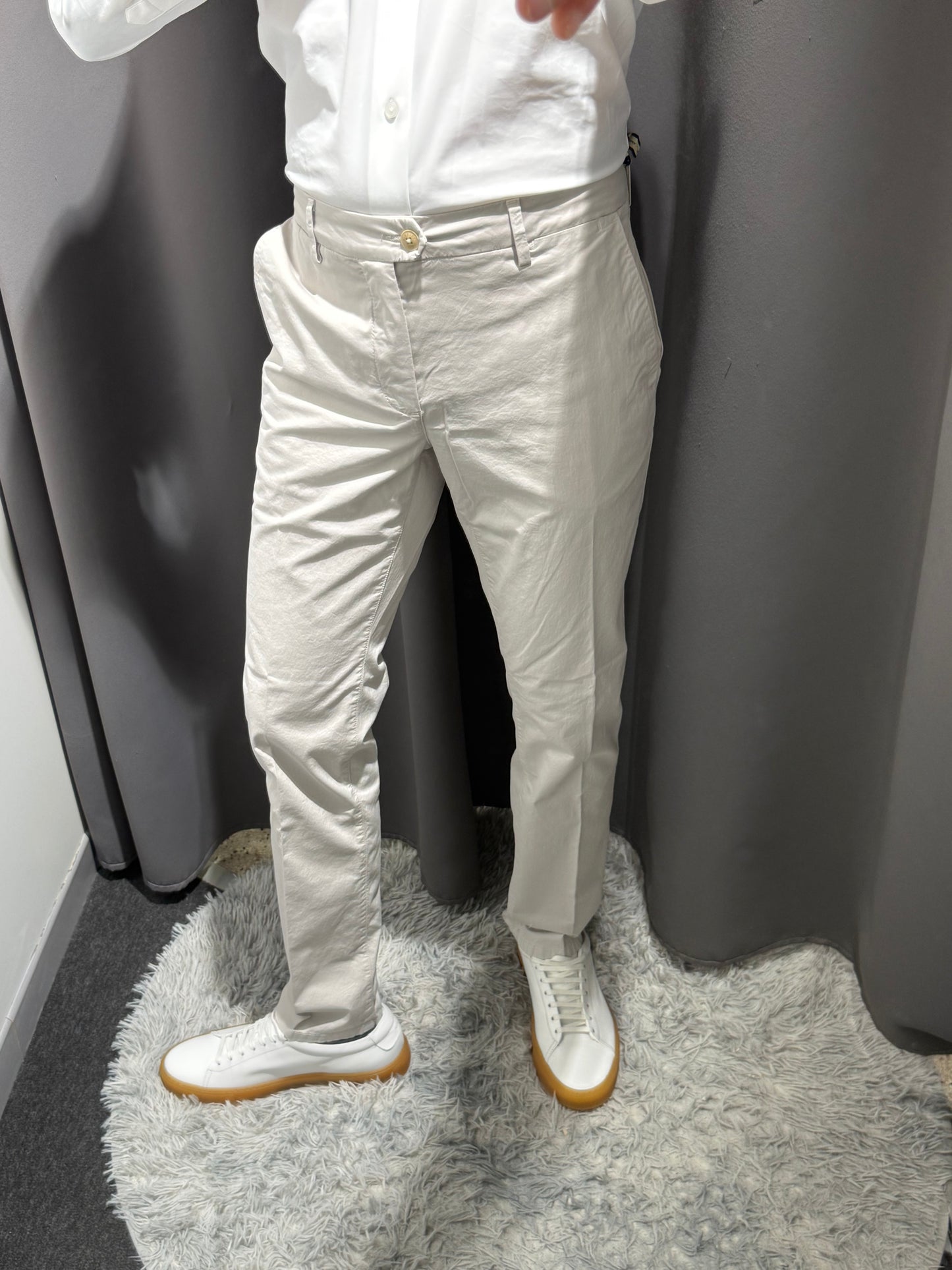 TELERIA ZED Pantaloni in gabardina di cotone leggero gamba slim tasca america