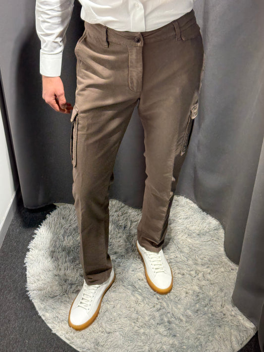 TELERIA ZED Pantaloni uomo con tasconi laterali gamba slim fango