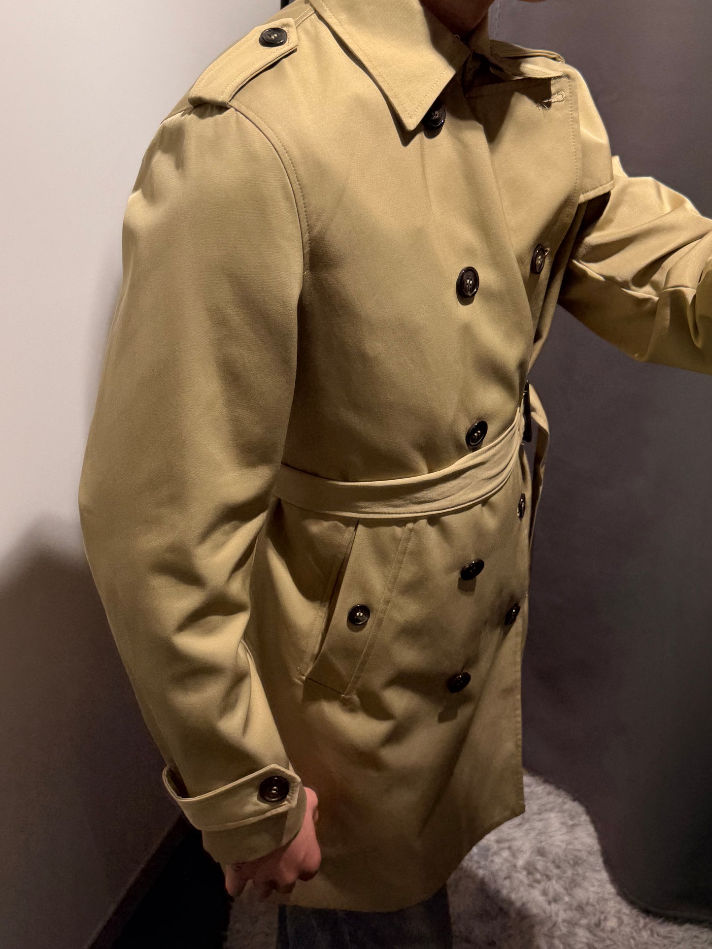 MARKUP Trench in cotone doppiopetto con cinta beige