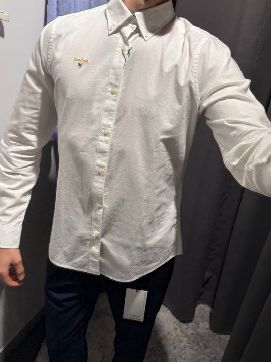 BARBOUR Camicia in cotone oxford con logo e inserti check