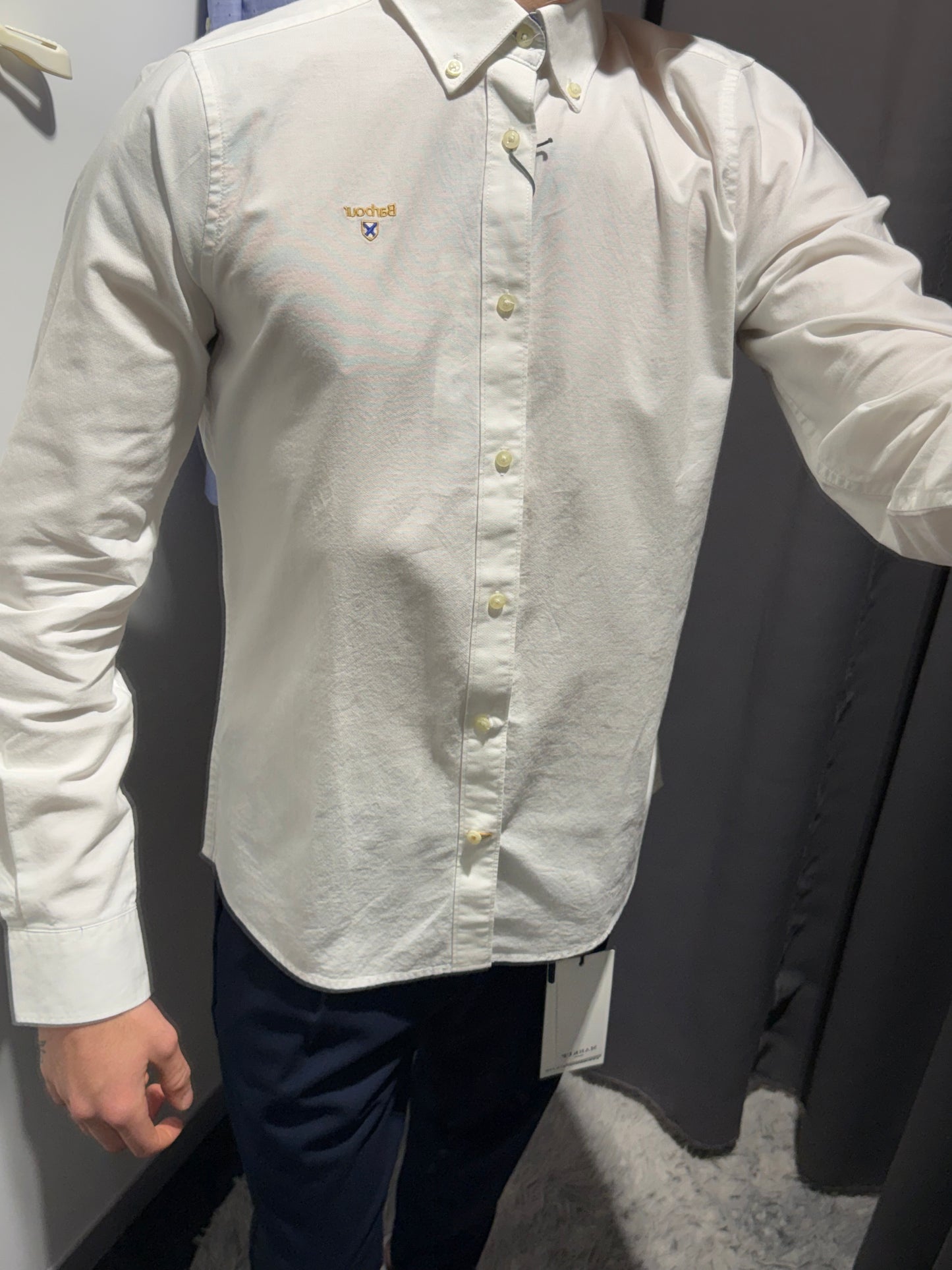 BARBOUR Camicia in cotone oxford con logo e inserti check