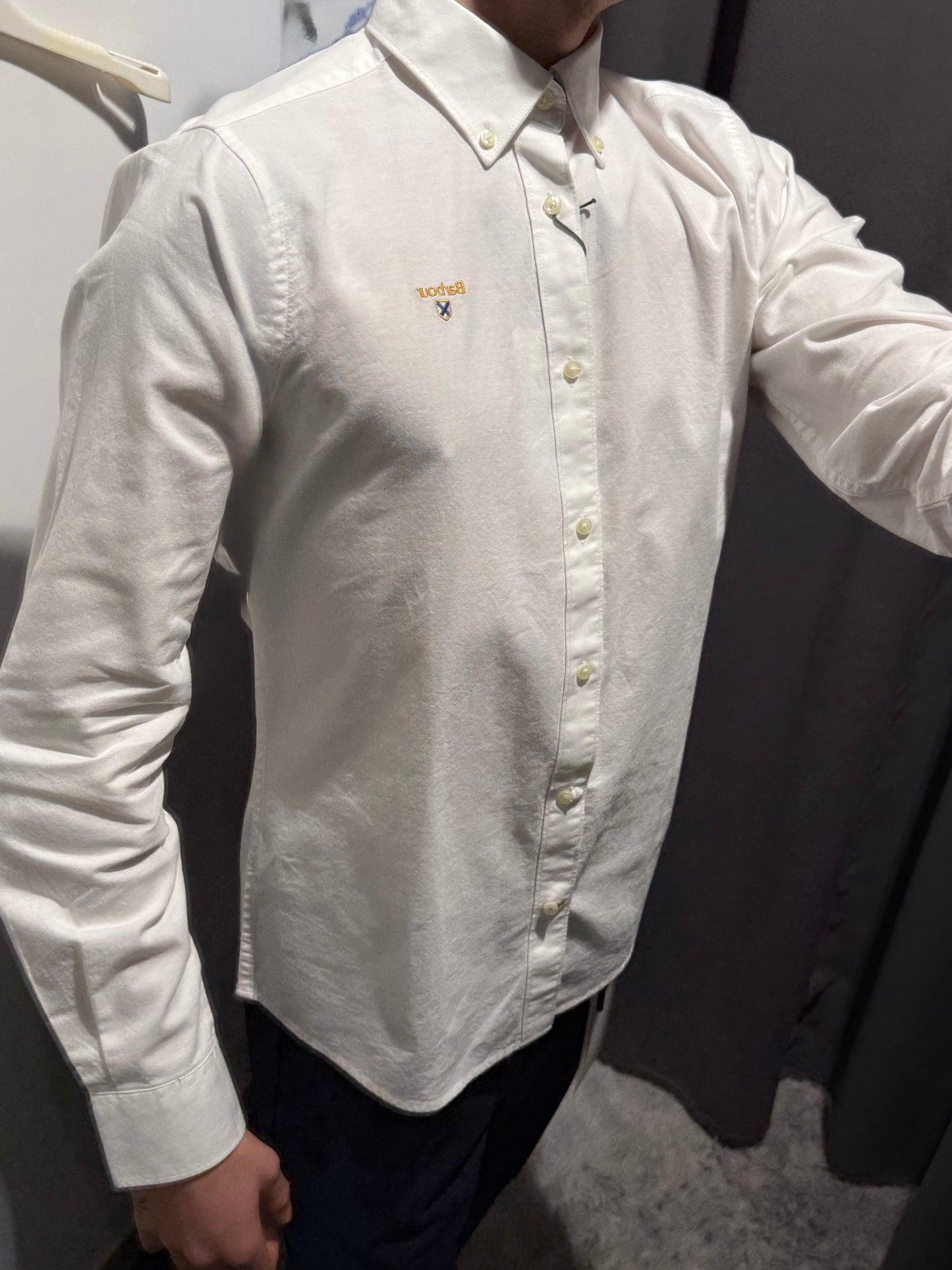 BARBOUR Camicia in cotone oxford con logo e inserti check