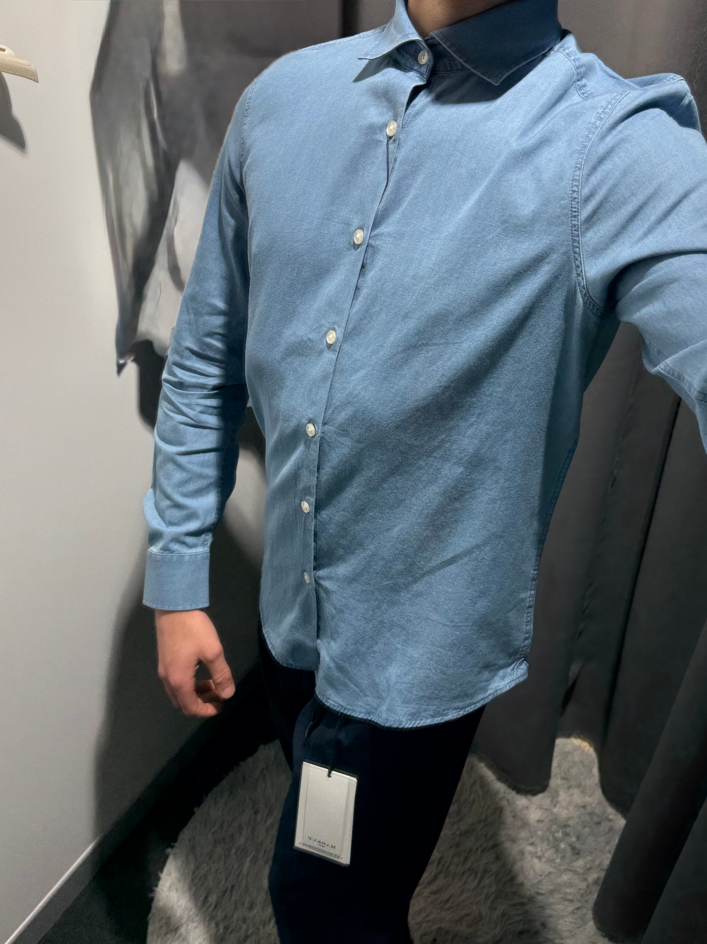 MARKUP Camicia collo italia in chambray di colore denim chiero