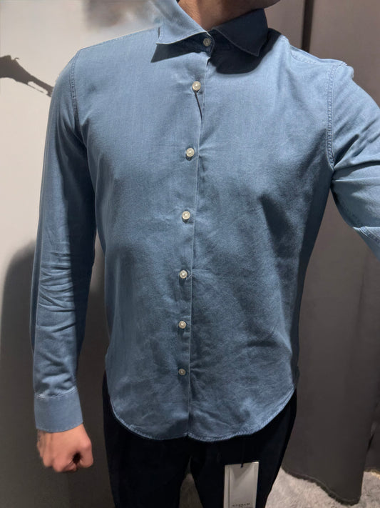 MARKUP Camicia collo italia in chambray di colore denim chiero