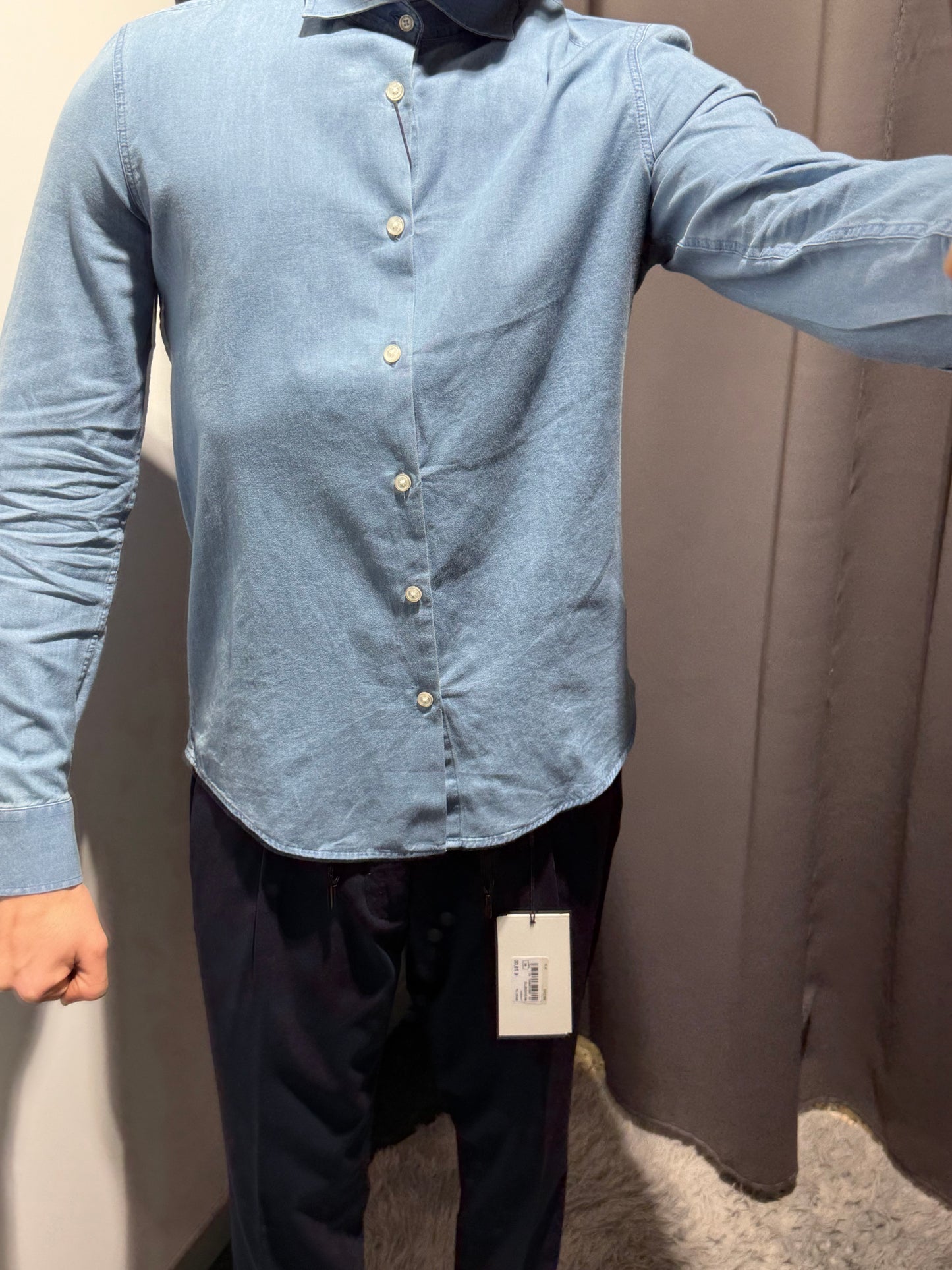 MARKUP Camicia collo italia in chambray di colore denim chiero