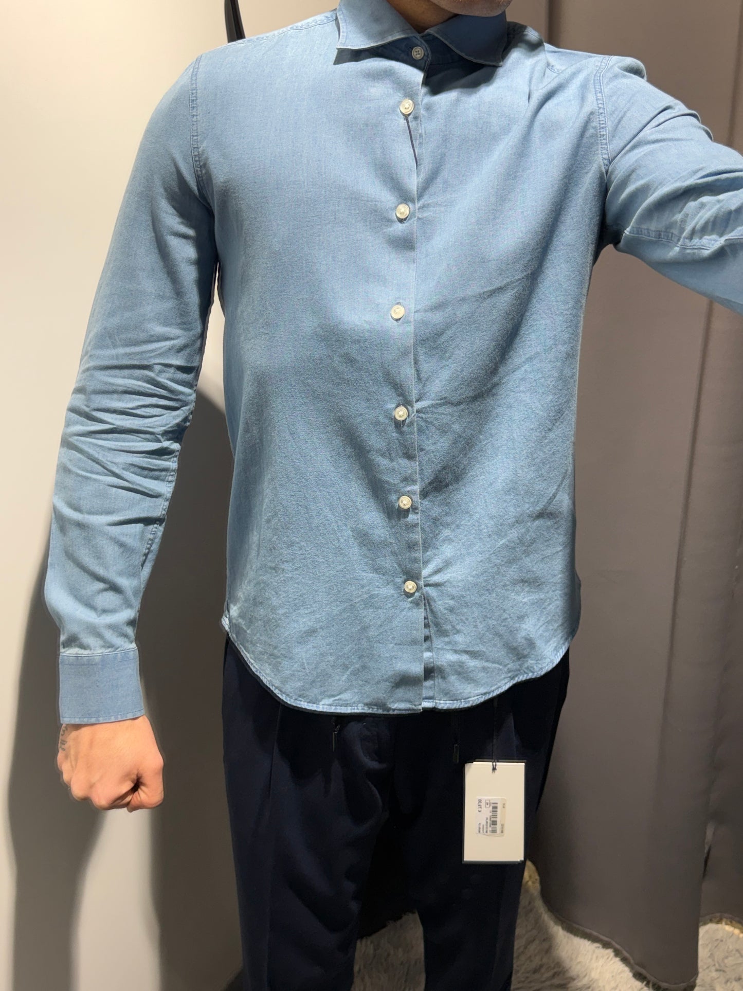 MARKUP Camicia collo italia in chambray di colore denim chiero