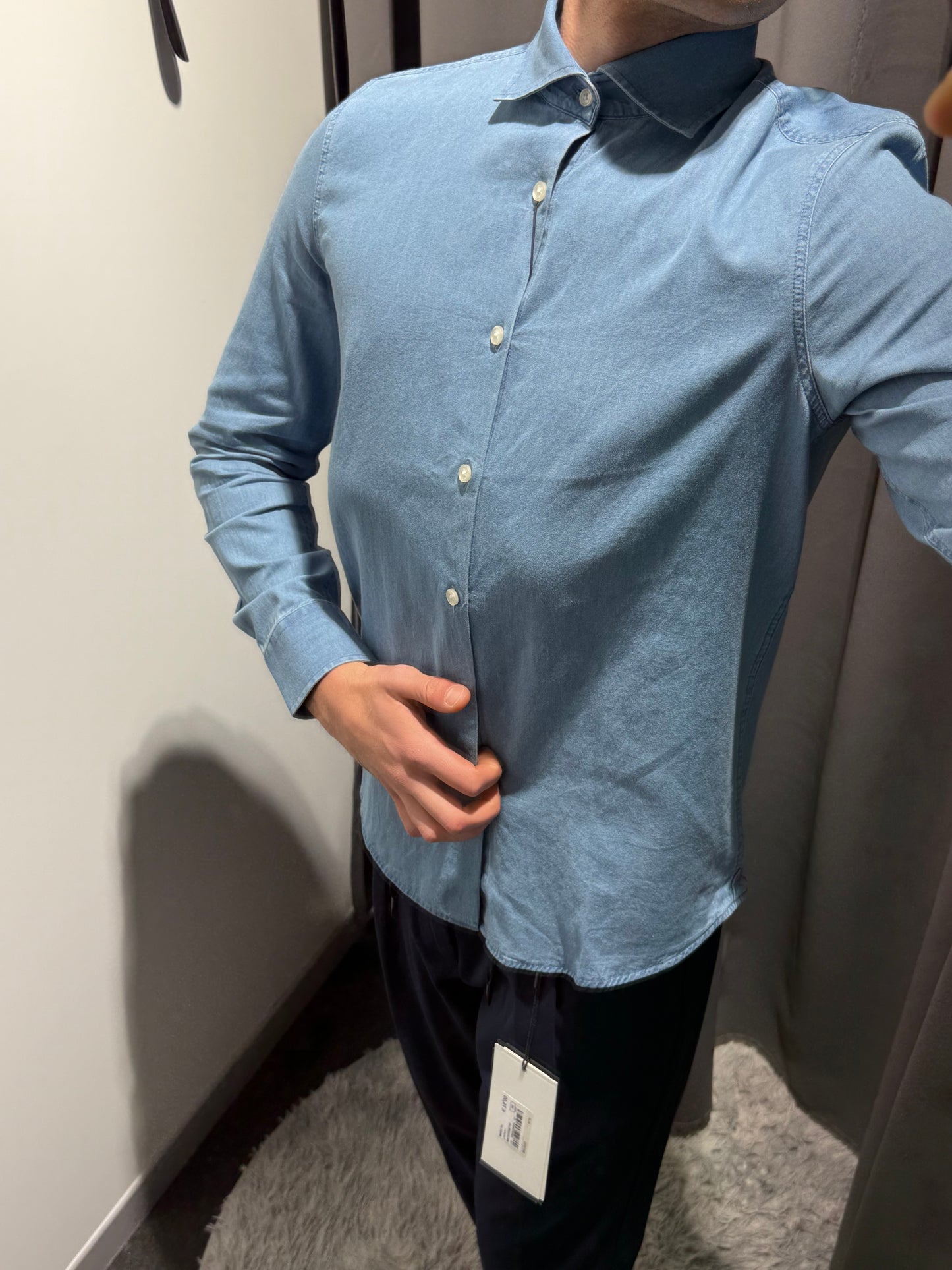MARKUP Camicia collo italia in chambray di colore denim chiero