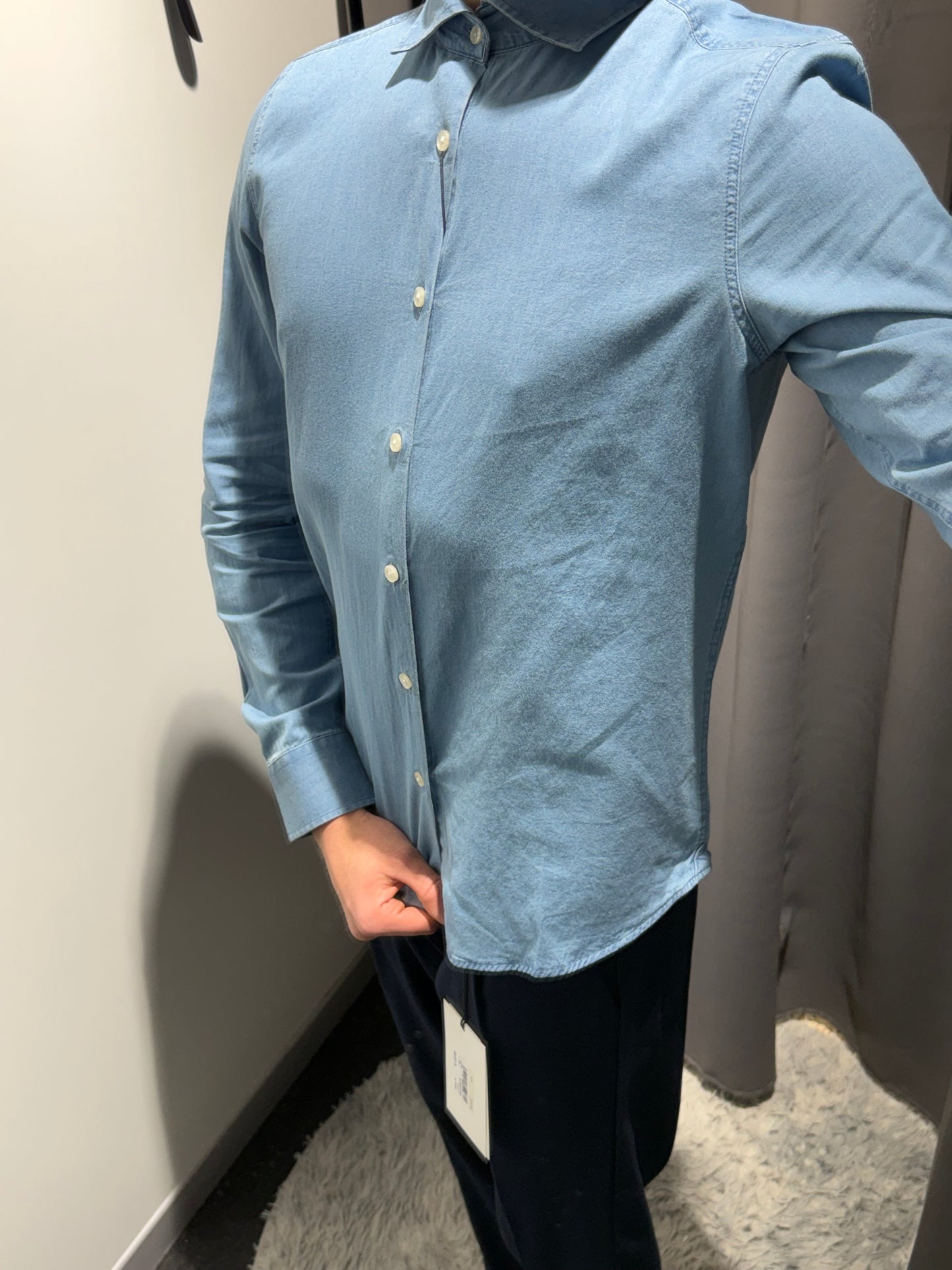 MARKUP Camicia collo italia in chambray di colore denim chiero