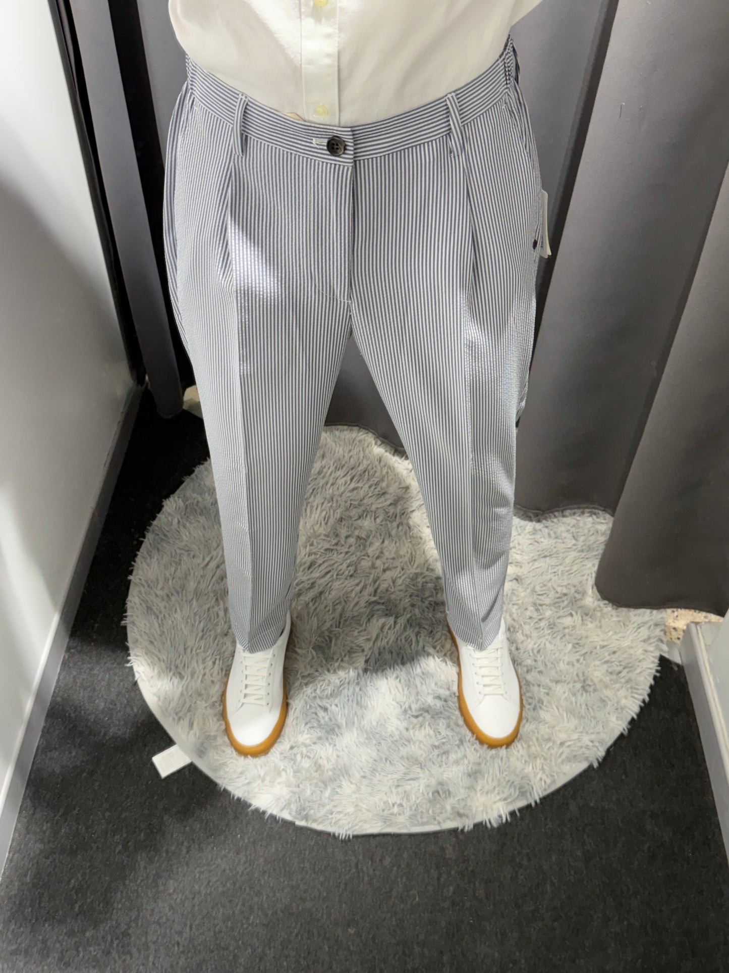 MARKUP Pantalacci in seersucker beige/bianco o blu/bianco