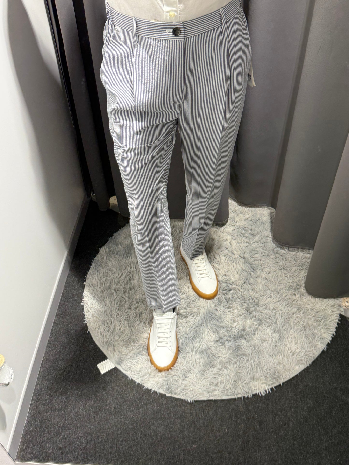MARKUP Pantalacci in seersucker beige/bianco o blu/bianco