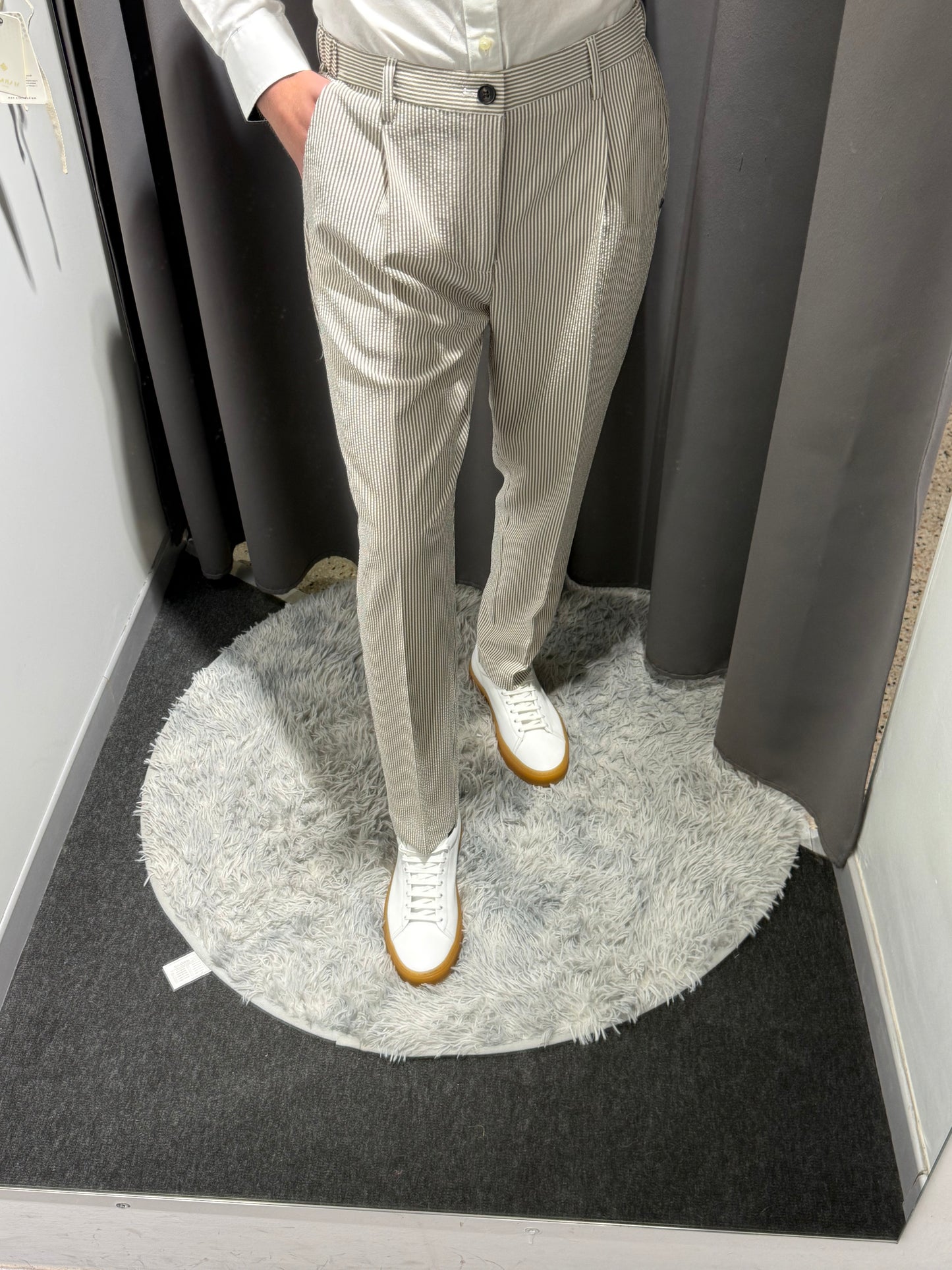 MARKUP Pantalacci in seersucker beige/bianco o blu/bianco