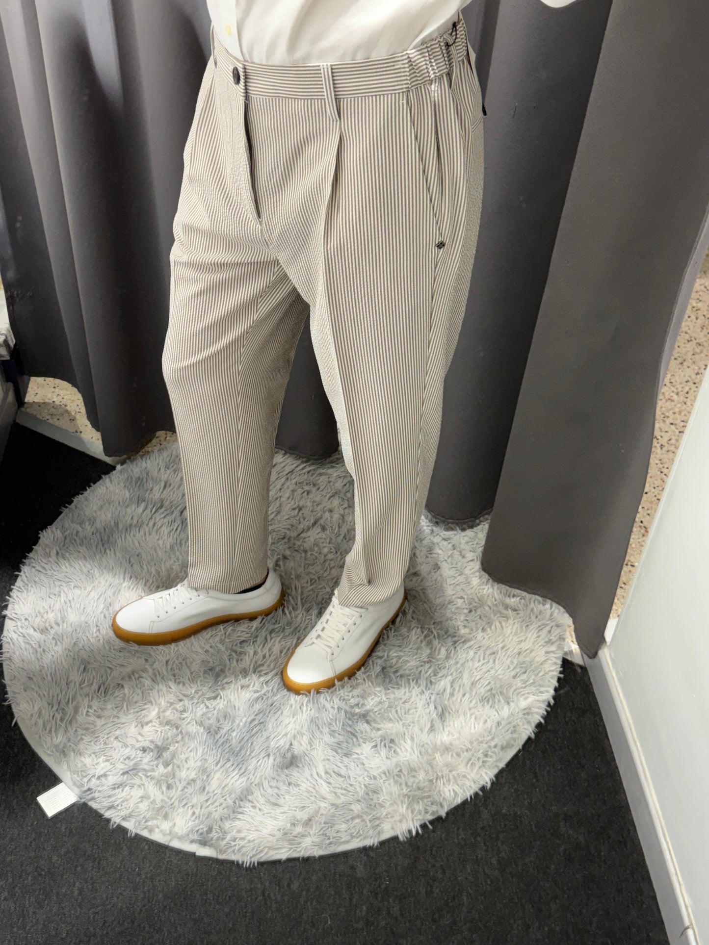 MARKUP Pantalacci in seersucker beige/bianco o blu/bianco
