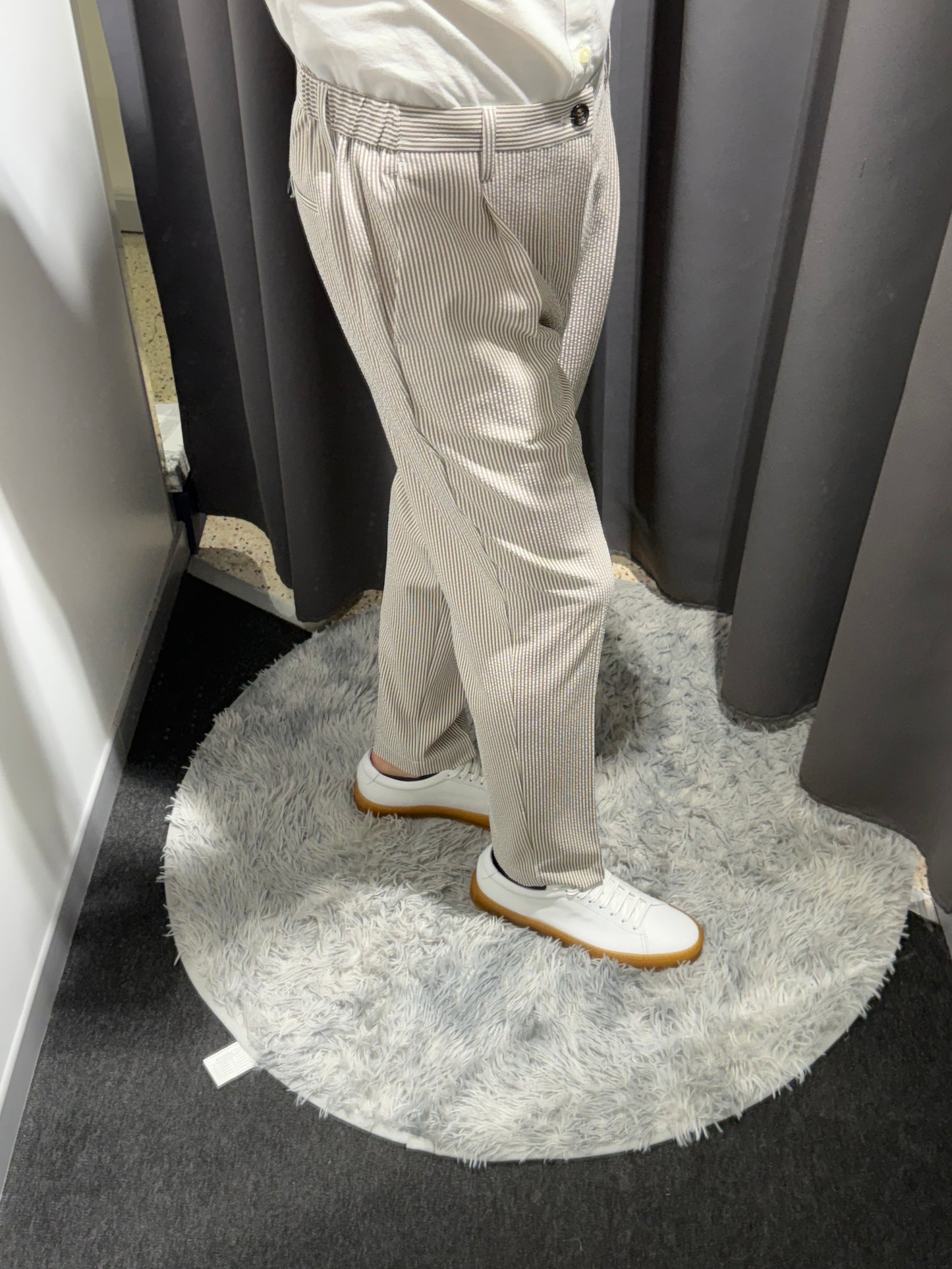MARKUP Pantalacci in seersucker beige/bianco o blu/bianco