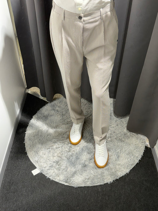 MARKUP Pantalacci in seersucker beige/bianco o blu/bianco