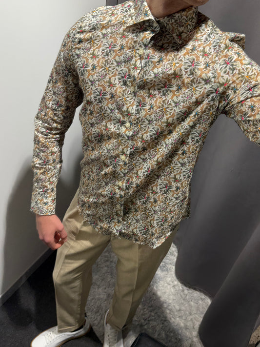 MARKUP Camicia collo italia fantasia floreale in mussola di cotone